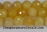 CYJ640 15.5 inches 8mm faceted round yellow jade beads wholesale