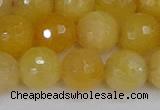 CYJ642 15.5 inches 12mm faceted round yellow jade beads wholesale