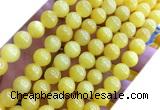 CYJ668 15 inches 8mm round dyed yellow jade beads wholesale