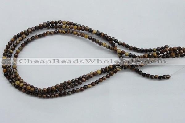 CZJ168 15.5 inches 4mm round iron zebra jasper beads wholesale