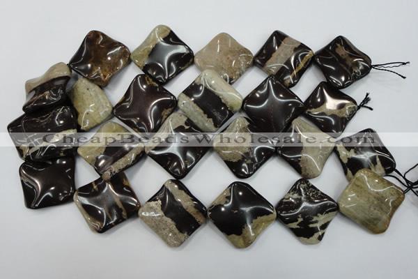 CZJ304 15.5 inches 28*28mm wavy diamond zebra jasper beads wholesale