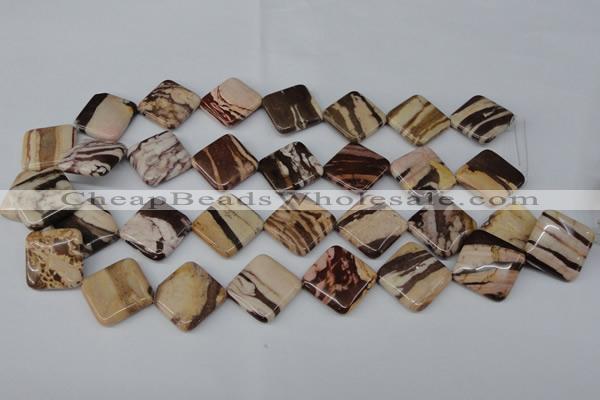 CZJ368 15.5 inches 20*20mm diamond zebra jasper beads wholesale