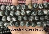 CZJ415 15.5 inches 14mm round green zebra jasper beads wholesale