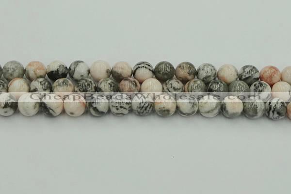 CZJ554 15.5 inches 12mm round pink zebra jasper beads wholesale