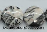 CZJ56 16 inches 25mm flat round zebra jasper gemstone beads wholesale