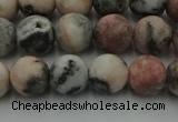 CZJ562 15.5 inches 8mm round matte pink zebra jasper beads