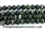 CZJ574 15.5 inches 12mm round green zebra jasper gemstone beads