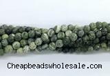 CZJ581 15.5 inches 6mm faceted round green zebra jasper gemstone beads