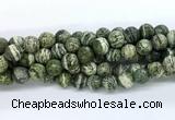 CZJ582 15.5 inches 8mm faceted round green zebra jasper gemstone beads