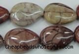 CZJ82 16 inches 18*25mm flat teardrop red zebra jasper beads wholesale