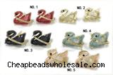 EARR04 12*16mm copper swan stud earrings pave acrylic zirconia gold plated