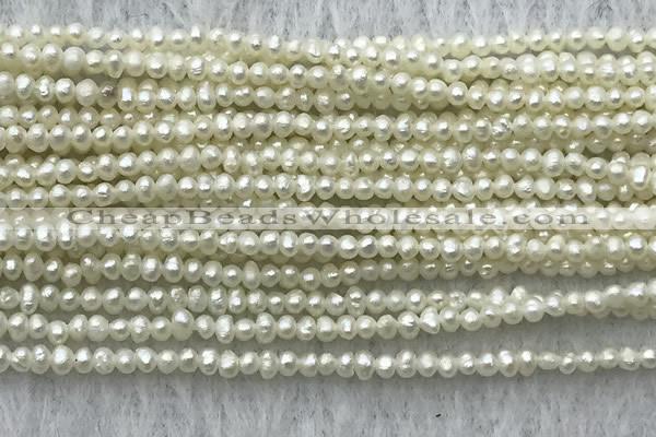 FWP02 14.5 inches 1.5mm - 1.8mm potato white freshwater pearl strands