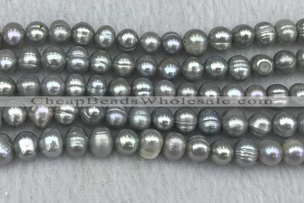 FWP138 15 inches 6mm - 7mm potato grey freshwater pearl strands