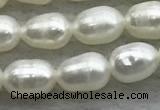 FWP167 14.5 inches 4mm - 5mm rice white freshwater pearl strands