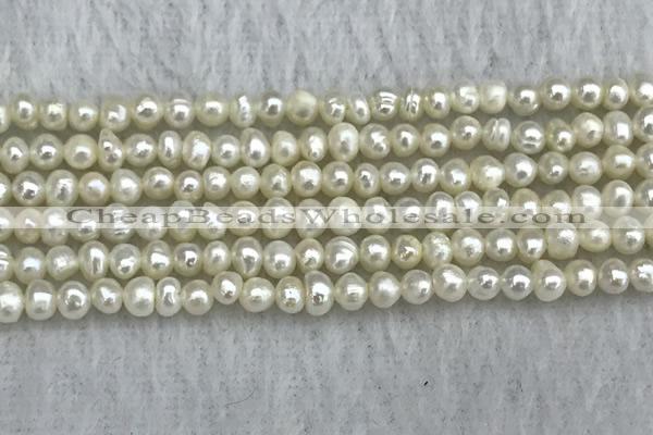 FWP17 14.5 inches 3.2mm - 3.7mm potato white freshwater pearl strands