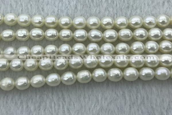 FWP178 15 inches 6mm - 7mm rice white freshwater pearl strands