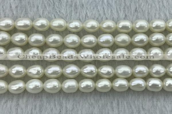 FWP181 15 inches 6mm - 7mm rice white freshwater pearl strands