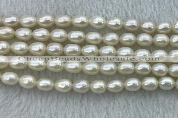 FWP182 15 inches 6mm - 7mm rice white freshwater pearl strands