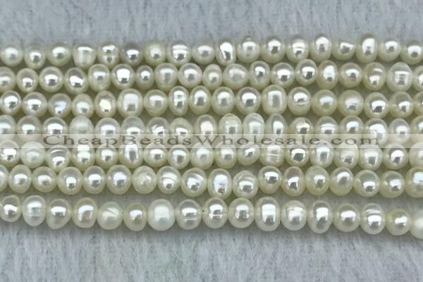 FWP19 14.5 inches 3mm - 4mm potato white freshwater pearl strands