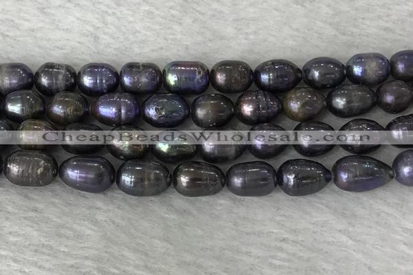 FWP191 15 inches 7mm - 8mm rice black freshwater pearl strands