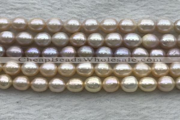 FWP194 15 inches 7mm - 8mm rice light purple freshwater pearl strands