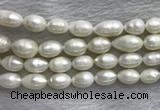 FWP205 15 inches 10mm - 11mm rice white freshwater pearl strands