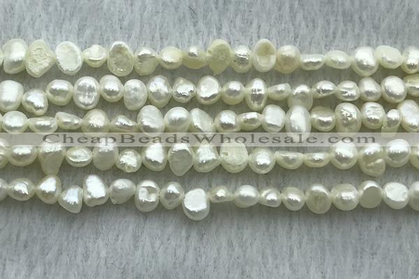 FWP234 14.5 inches 3mm - 4mm baroque white freshwater pearl strands