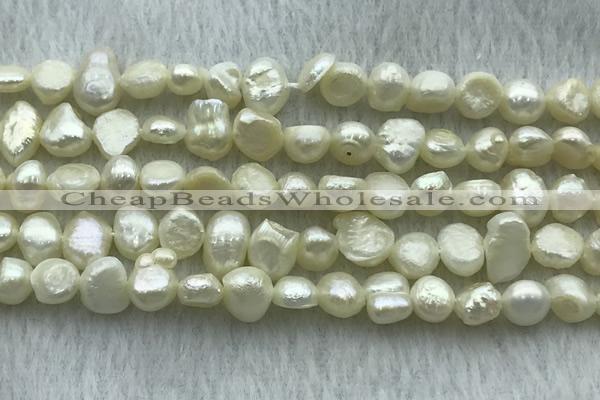 FWP240 15 inches 6mm - 7mm baroque white freshwater pearl strands