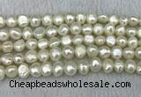 FWP245 15 inches 8mm - 9mm baroque white freshwater pearl strands