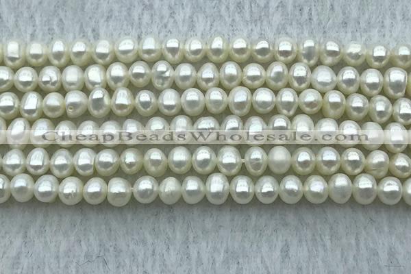 FWP27 14.5 inches 4mm - 4.5mm potato white freshwater pearl strands