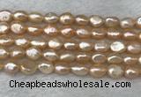 FWP280 15 inches 7mm - 8mm baroque pink freshwater pearl strands