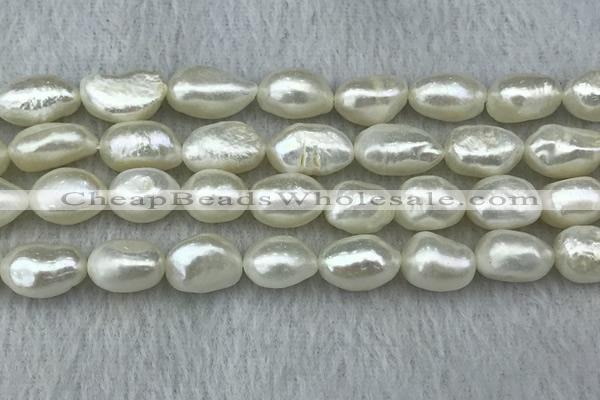 FWP285 15 inches 9mm - 10mm baroque white freshwater pearl strands