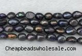 FWP288 15 inches 9mm - 10mm baroque black freshwater pearl strands