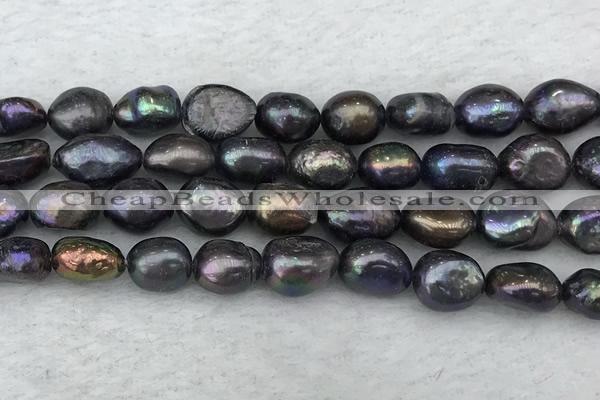 FWP288 15 inches 9mm - 10mm baroque black freshwater pearl strands