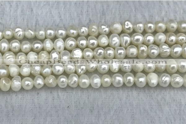 FWP30 14.5 inches 4.5mm potato white freshwater pearl strands