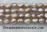 FWP306 15 inches 11mm - 12mm baroque purple freshwater pearl strands