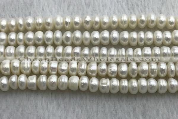 FWP322 15 inches 6mm - 7mm button white freshwater pearl strands