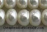 FWP324 15 inches 8mm - 9mm button white freshwater pearl strands