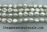 FWP350 15 inches 7mm - 8mm baroque white freshwater pearl strands