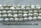 FWP351 15 inches 8mm - 9mm baroque white freshwater pearl strands