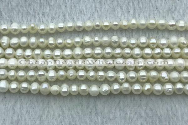 FWP38 14.5 inches 3mm - 4mm potato white freshwater pearl strands