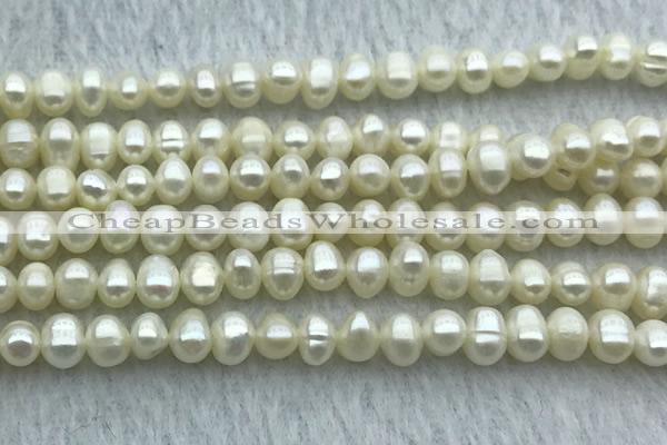 FWP39 14.5 inches 4mm - 5mm potato white freshwater pearl strands