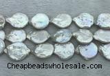 FWP396 15 inches 11mm - 13mm coin freshwater pearl beads