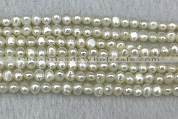 FWP40 14.5 inches 4mm - 5mm potato white freshwater pearl strands