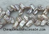 FWP414 Top-drilled 12*16mm - 13*18mm biwa freshwater pearl beads