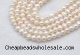 FWP480 14 inches 5mm - 6mm potato white freshwater pearl strands