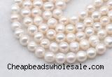 FWP484 14.5 inches 9mm - 10mm potato white freshwater pearl strands