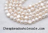 FWP490 14 inches 8mm - 9mm baroque white freshwater pearl strands