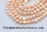 FWP491 14 inches 8mm - 9mm baroque pink freshwater pearl strands