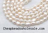 FWP494 14 inches 7mm - 8mm baroque white freshwater pearl strands